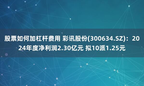 股票如何加杠杆费用 彩讯股份(300634.SZ)：2024年度净利润2.30亿元 拟10派1.25元