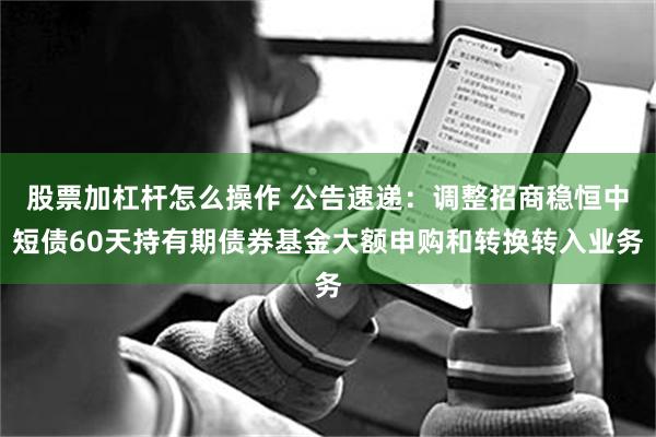 股票加杠杆怎么操作 公告速递：调整招商稳恒中短债60天持有期债券基金大额申购和转换转入业务